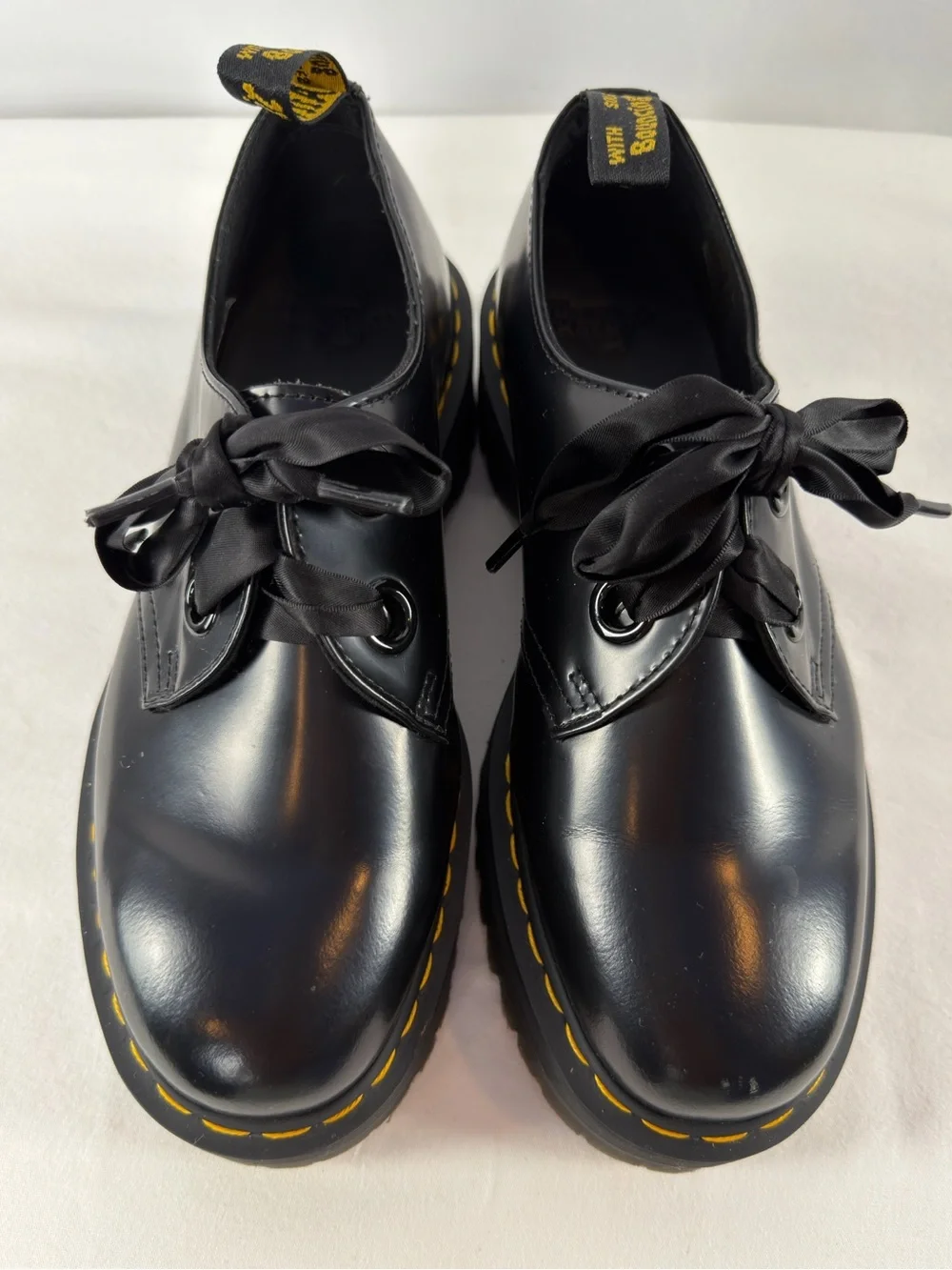 Dr. Martens Holly Women's Leather Platform Shoes in Black Size 9